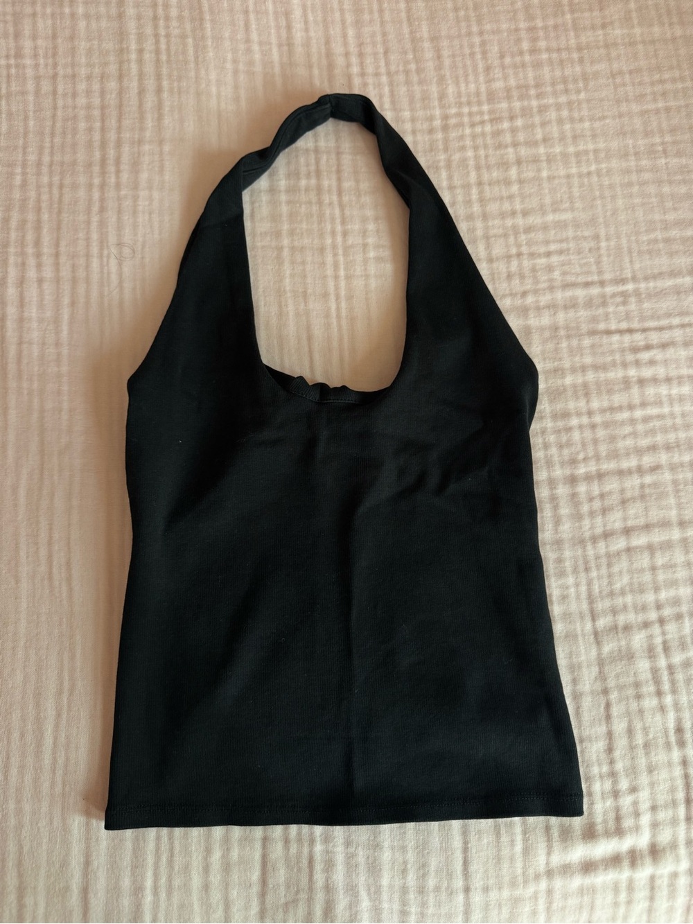 Zara Black Ribbed Halter Top